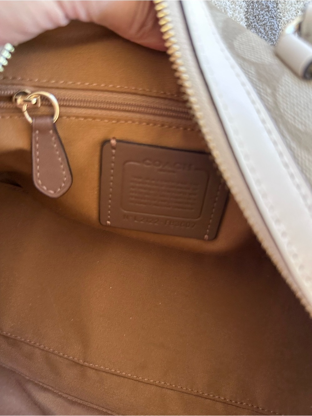 Coach Beige Signature Satchel with Chalk Trim - Picture 11 of 11